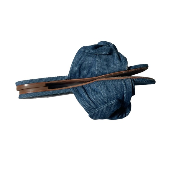 TORY BURCH Annabelle Bow Slide Sandal FLAT SLIP ON DENIM CHAMBRAY 6.5 - Picture 4 of 9